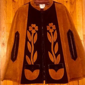 1960’s Leather Cape USA Made Vintage L Boho Hippie